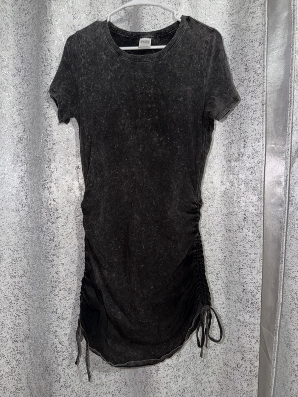 PINK Victoria's Secret Black Short Sleeve Ruched Side Dress